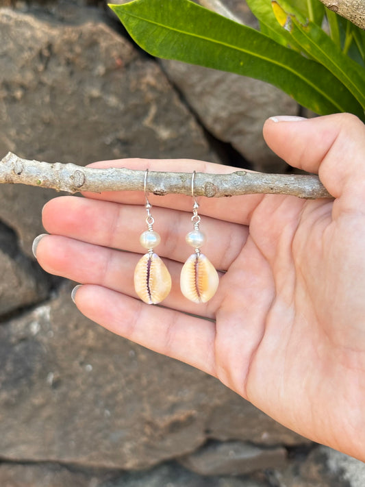 cowrie pearl earrings