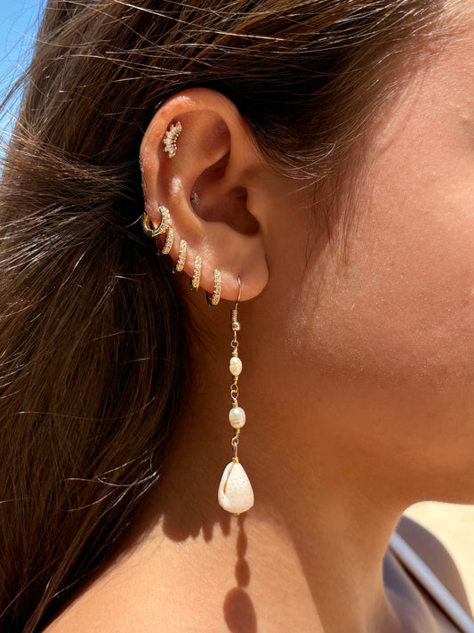 twin pearl cone earrings