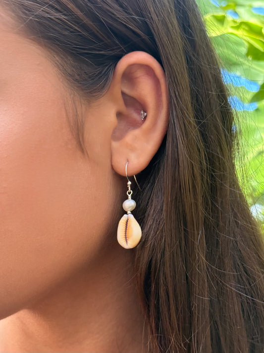 cowrie pearl earrings